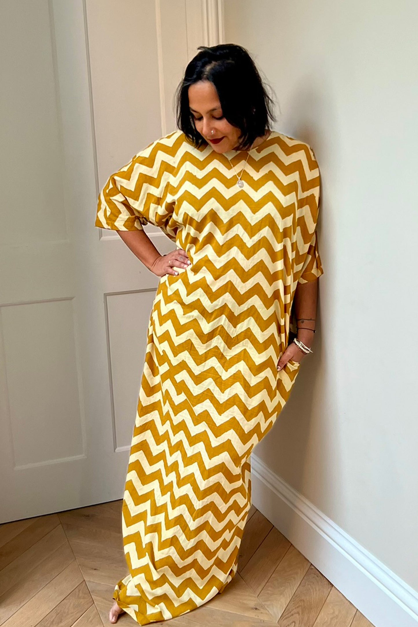 Udo Dress in Marigold Zigzag