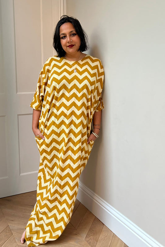 Udo Dress in Marigold Zigzag